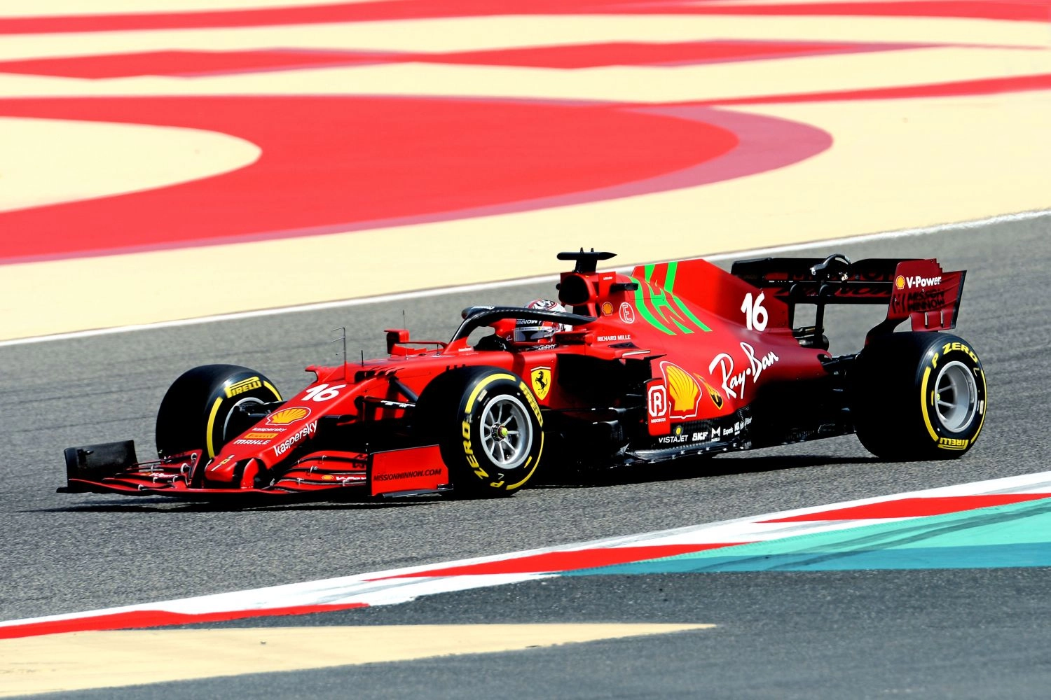 The Ferrari SF21 in action with Charles Leclerc