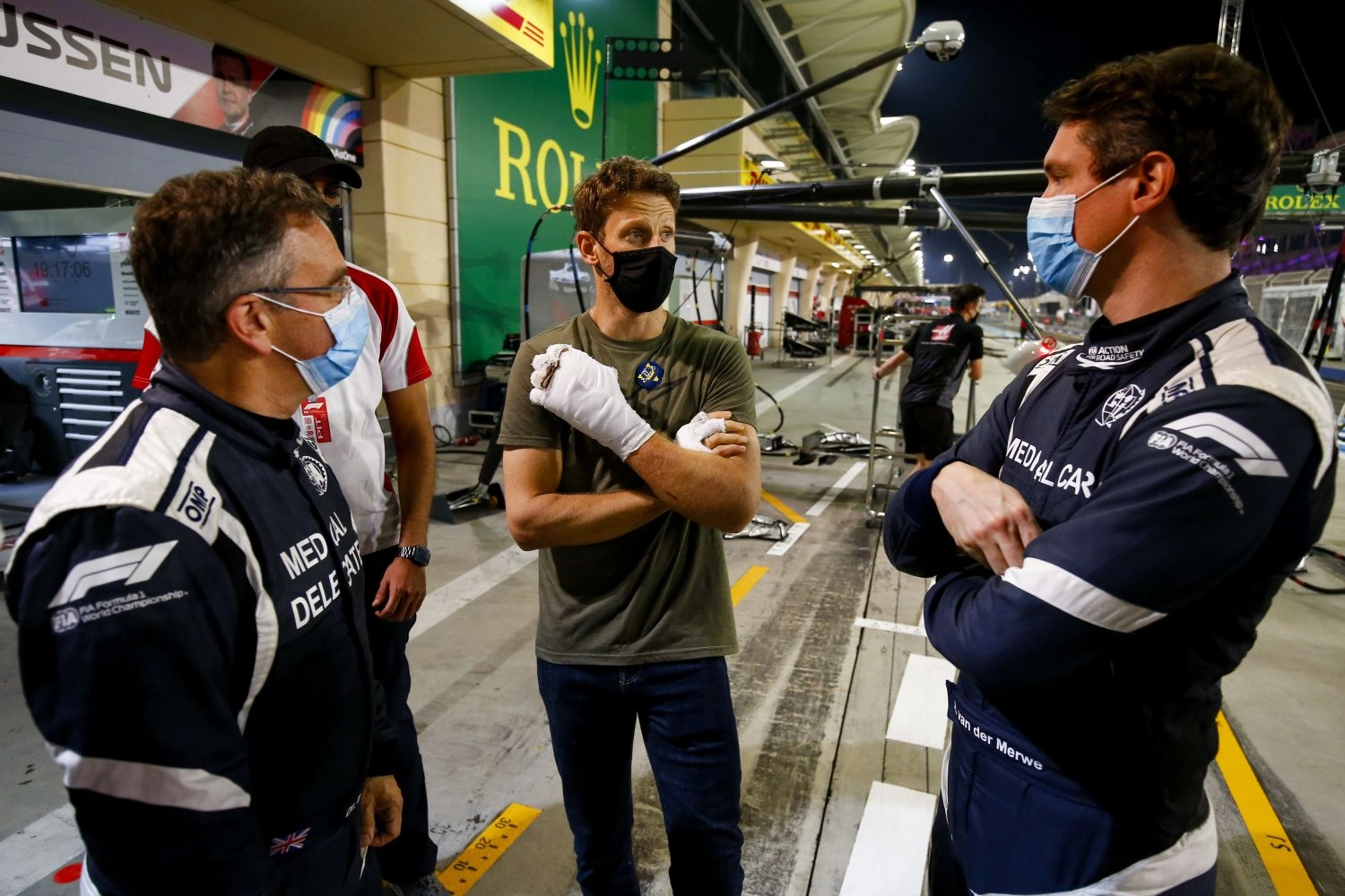 Romain Grosjean back in the paddocks in Bahrain