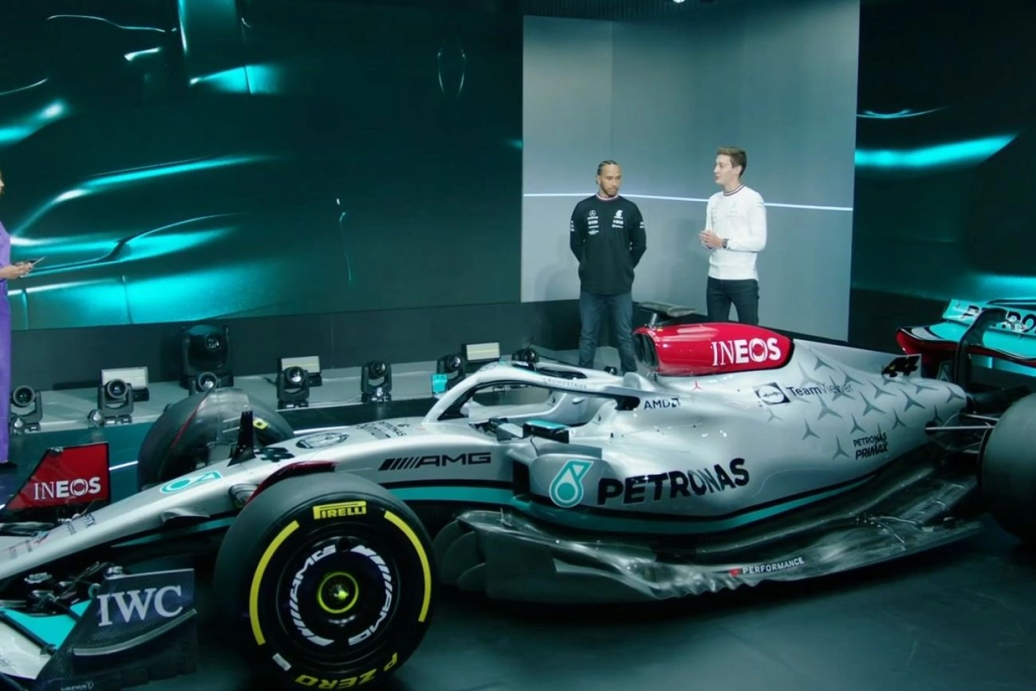 The Mercedes W13 already on track