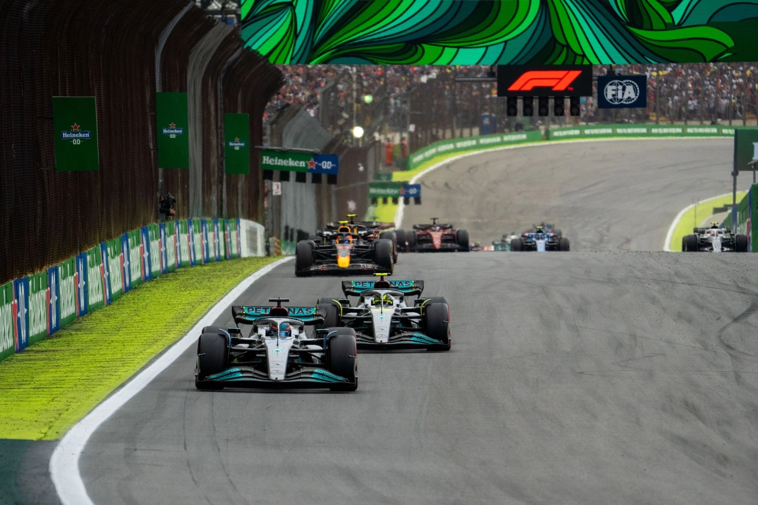 Russell almost retires during the Brazilian Grand Prix