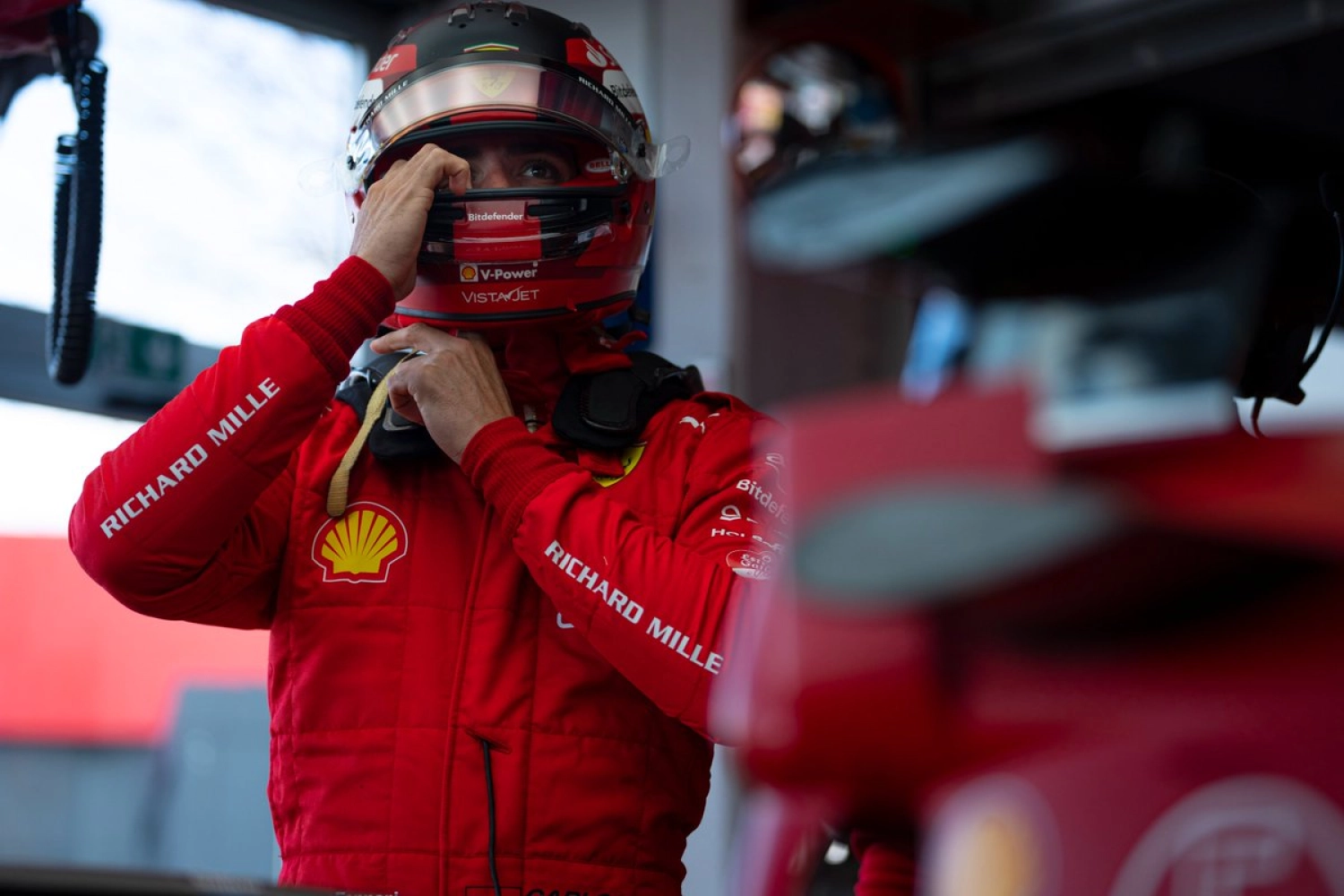 Carlos Sainz on track for the second test session at Fiorano