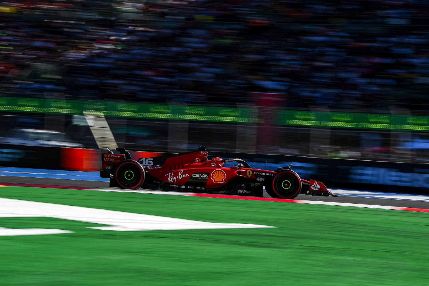 Charles Leclerc avoids a penalty following his collision with Sergio Perez