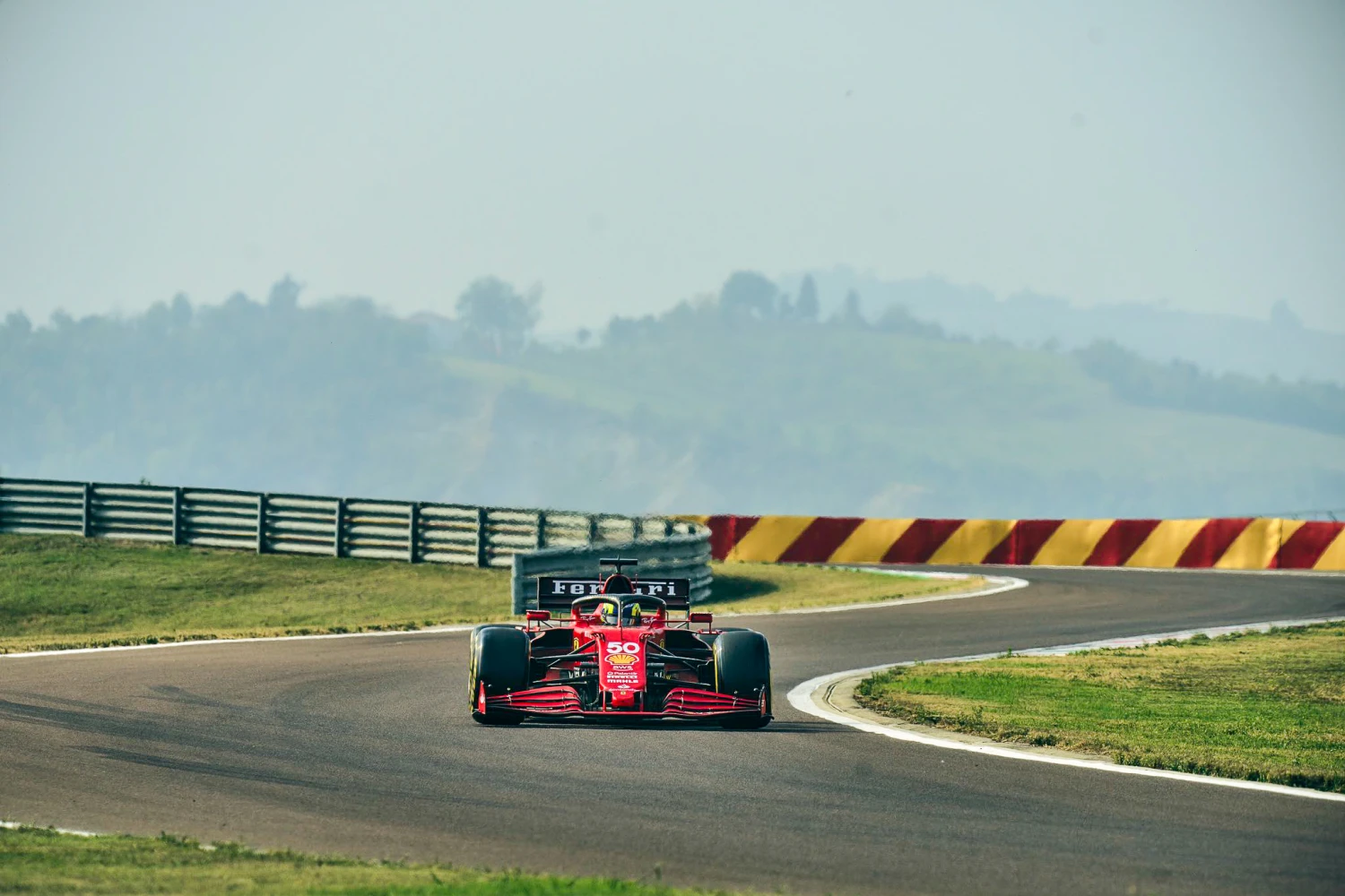 Ollie Bearman driving with Ferrari at Fiorano, his first in F1