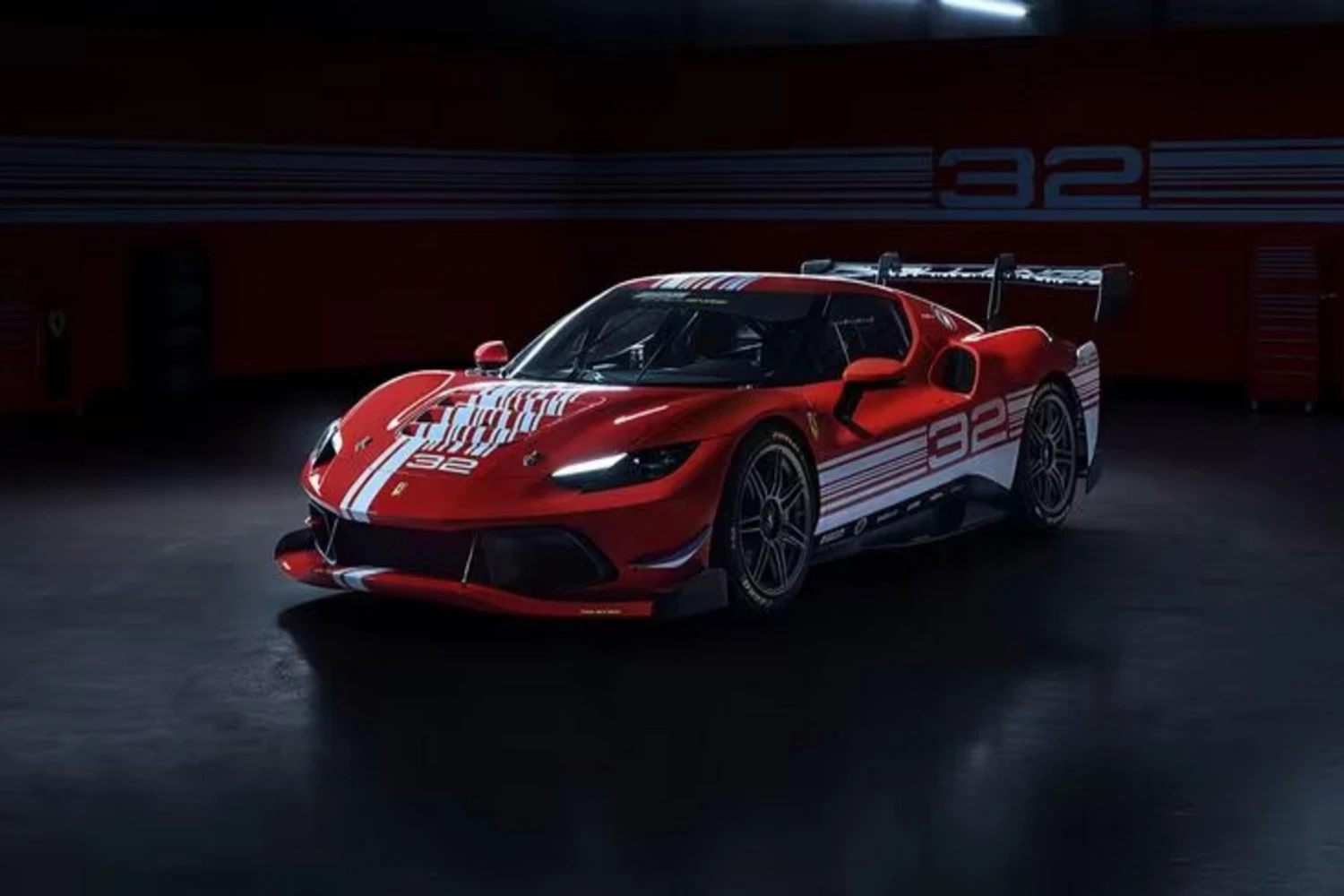 Max Verstappen behind the wheel of a Ferrari at Mugello