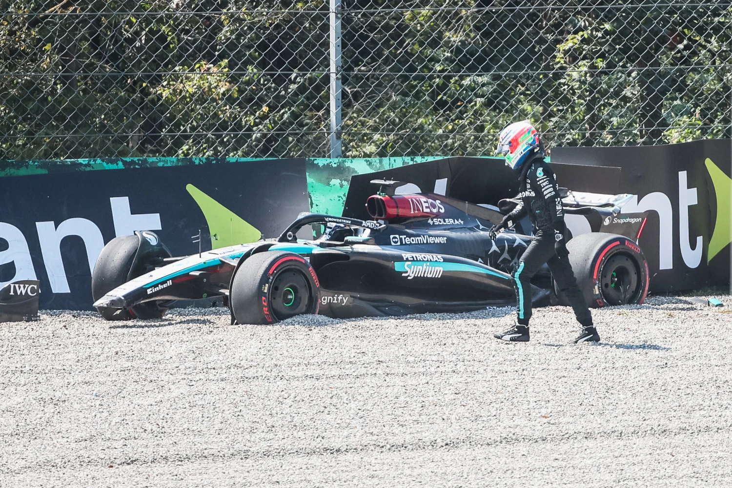Kimi Antonelli has already driven his Mercedes into the wall at Monza