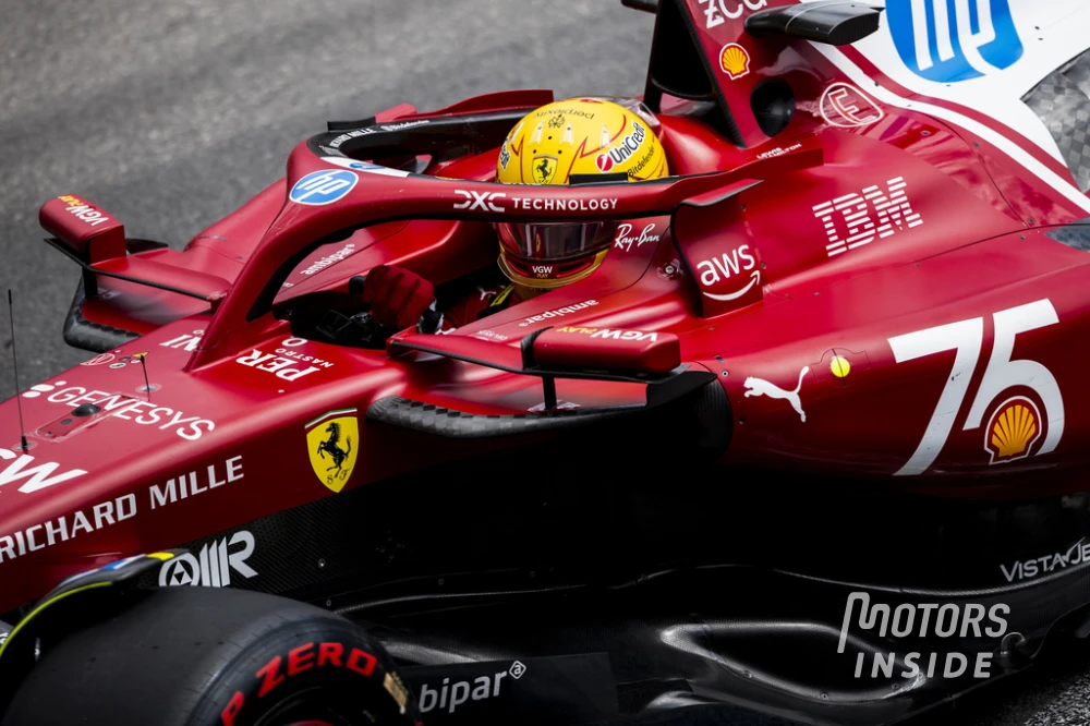 Hamilton at the wheel on the Monaco track.