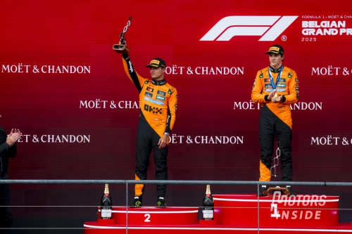 Oscar Piastri et Lando Norris sur le podium du Grand Prix de Belgique