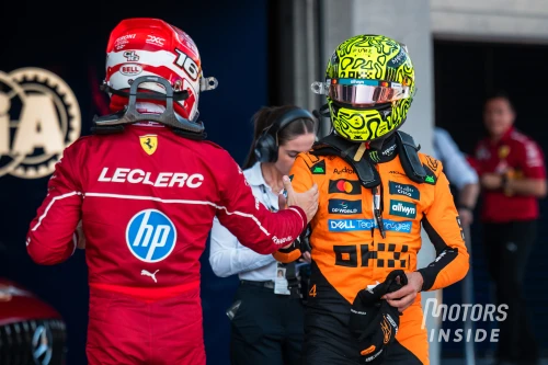 Charles Leclerc et Lando Norris à la fin du Grand Prix d'Autriche.