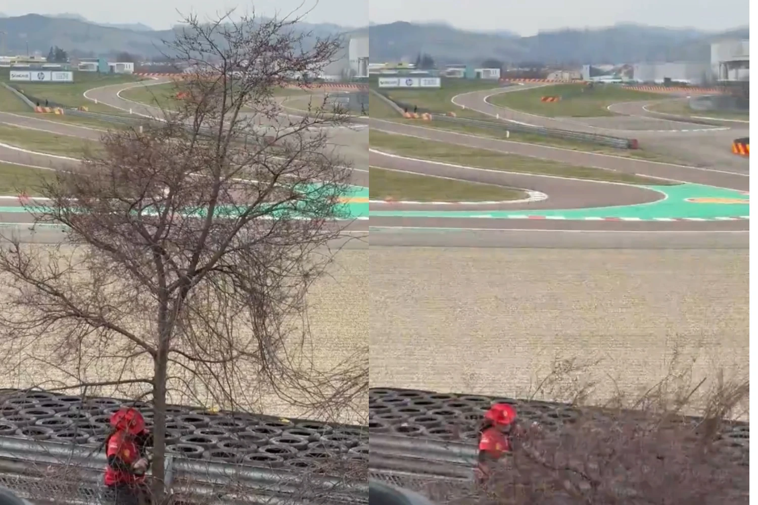 Des tifosi tronçonnent les arbres autour du circuit pour voir rouler Lewis Hamilton sur la Ferrari